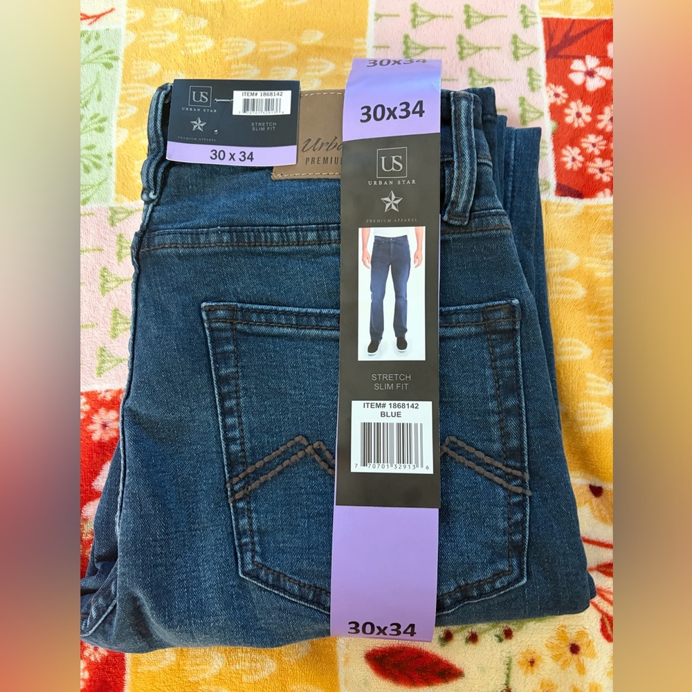 Urban Star Men's Stretch Slim Fit Jeans, Blue, Size 30x34  New with tag